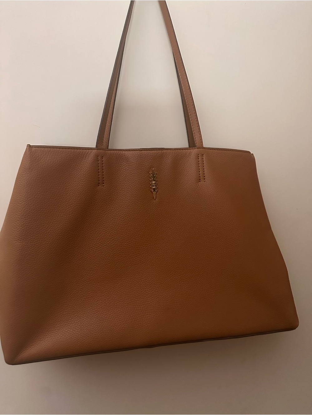 Classic Tan Pebbled Tote with Subtle Gold Accent